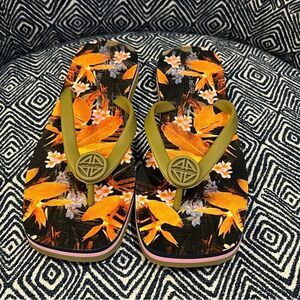 ANTONIO MELANI Orange and Black Floral Sandals